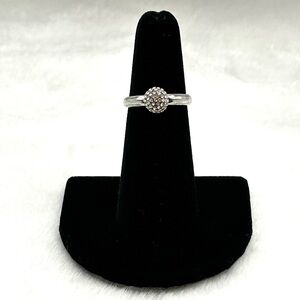 Henri Bendel Silver Tone Crystal Ball Ring Size 6